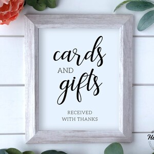 Cards And Gifts Received With Thanks Sign, Wedding Gift Table Sign, Cards Sign, Gift Sign, Wedding Table Signs, Wedding Signage