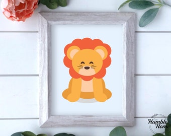 Impresión de león, arte de vivero Safari, arte imprimible, arte de pared de animales Safari, león bebé, decoración de vivero Safari, tema Safari, arte de pared de guardería
