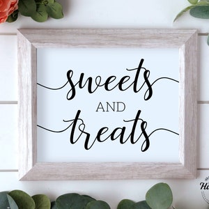 Sweets and Treats Sign, Dessert Bar Table Sign, Sweets Table Sign, Printable Wedding Signs, Wedding Favors Sign, Bridal Shower Decor