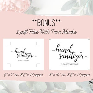 Cartello disinfettante per le mani, cartelli stampabili per matrimonio, per favore prendi un cartello, cartelli per cerimonia di matrimonio, download istantaneo, disinfettante per le mani per favore prendine uno immagine 5
