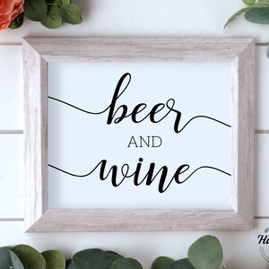 Beer and Wine Bar Sign, Wedding Bar Signs, Wedding Beer Sign, Reception Bar Signs, Printable Wedding Signs, Party Signs, Instant Download