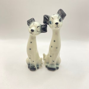 Vintage tall Dalmation dogs salt and pepper shakers kitsch