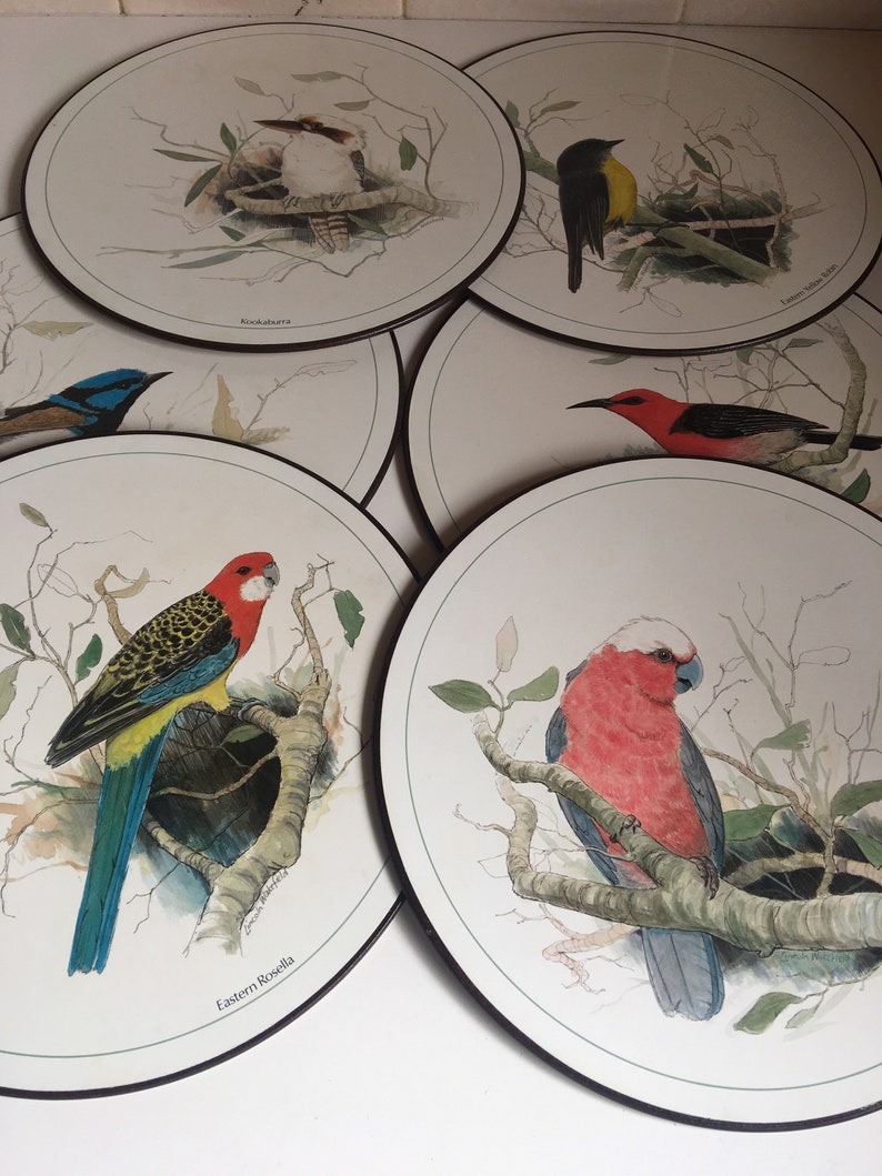 Vintage Jason Australian Birds Round Placemats Etsy