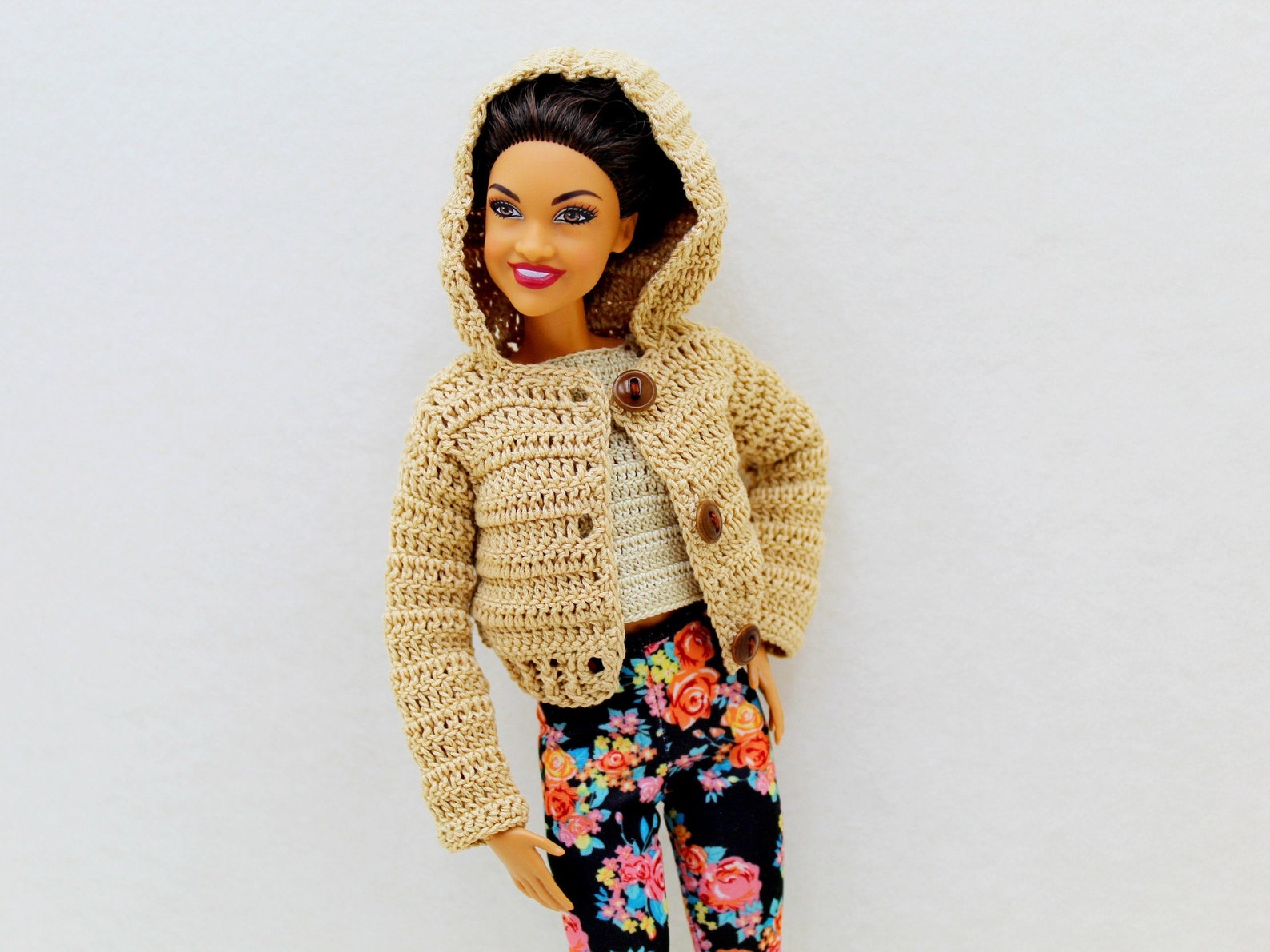 Homemade barbie clothes Hooded jacket beret for dolls Light Etsy