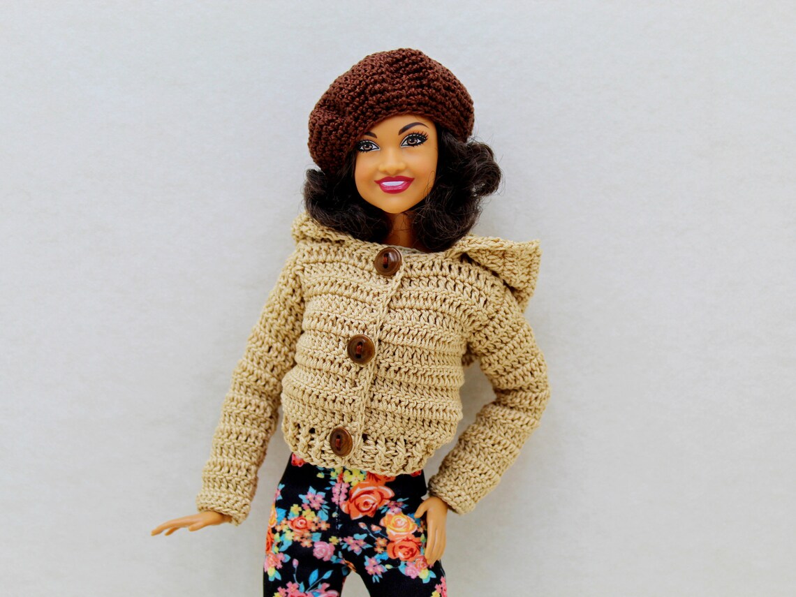 Homemade barbie clothes Hooded jacket beret for dolls Light Etsy