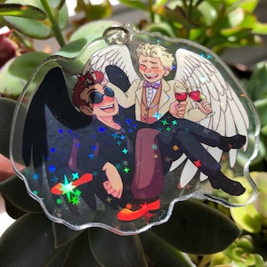 Good Omens: Encore un Verre! Aziraphale & Crowley Holographic Double-Sided Acrylic Charm