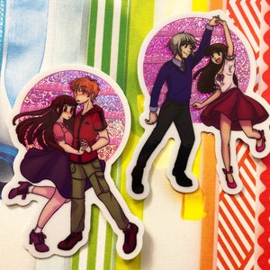 Fruits Basket Dancing Tohru, Kyo, and Yuki Holo Glitter Die-Cut Stickers!