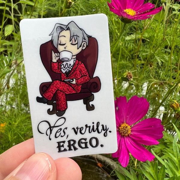 Miles Edgeworth "Yes, Verily, Ergo" Ace Attorney Glitter Vinyl Sticker