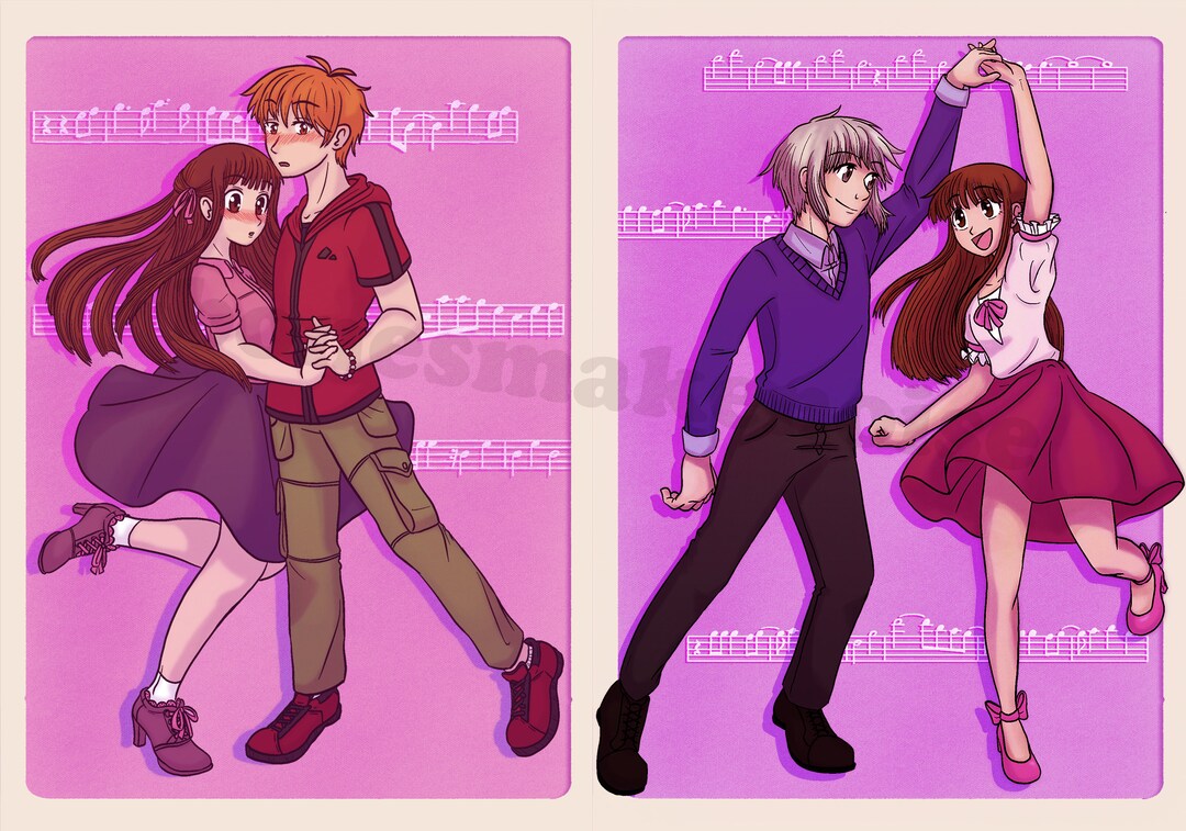 Fruits Basket Dancing Tohru, Kyo, and Yuki Art Print Postcards - Etsy