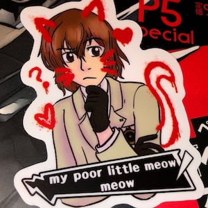 Persona 5 Royal Akechi "Poor Little Meow Meow" Vinyl Sticker