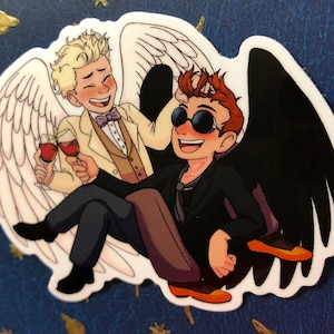 Gute Omen: Encore un Verre! Aziraphale & Crowley 3 Zoll Matte Vinyl Sticker