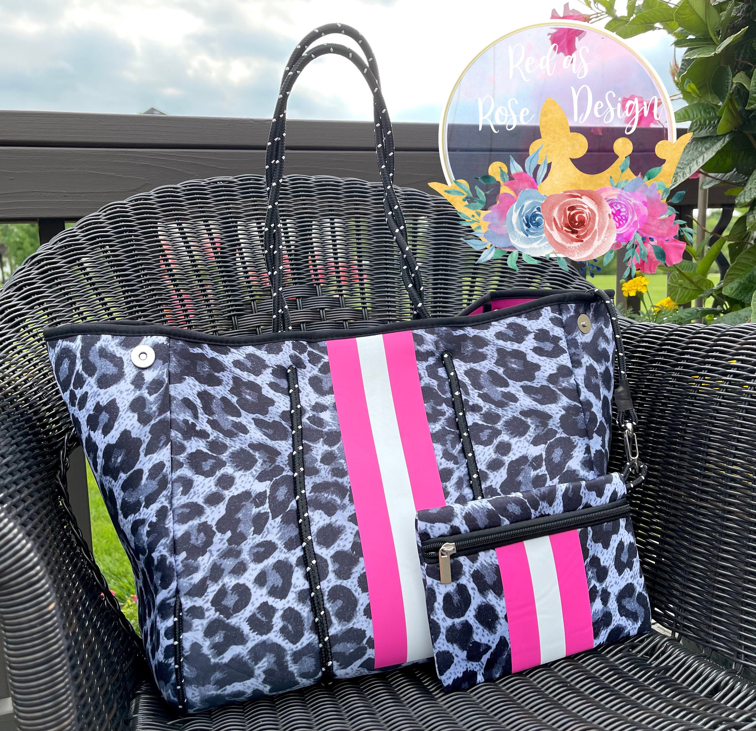 Pink Leopard Print Neoprene Tote