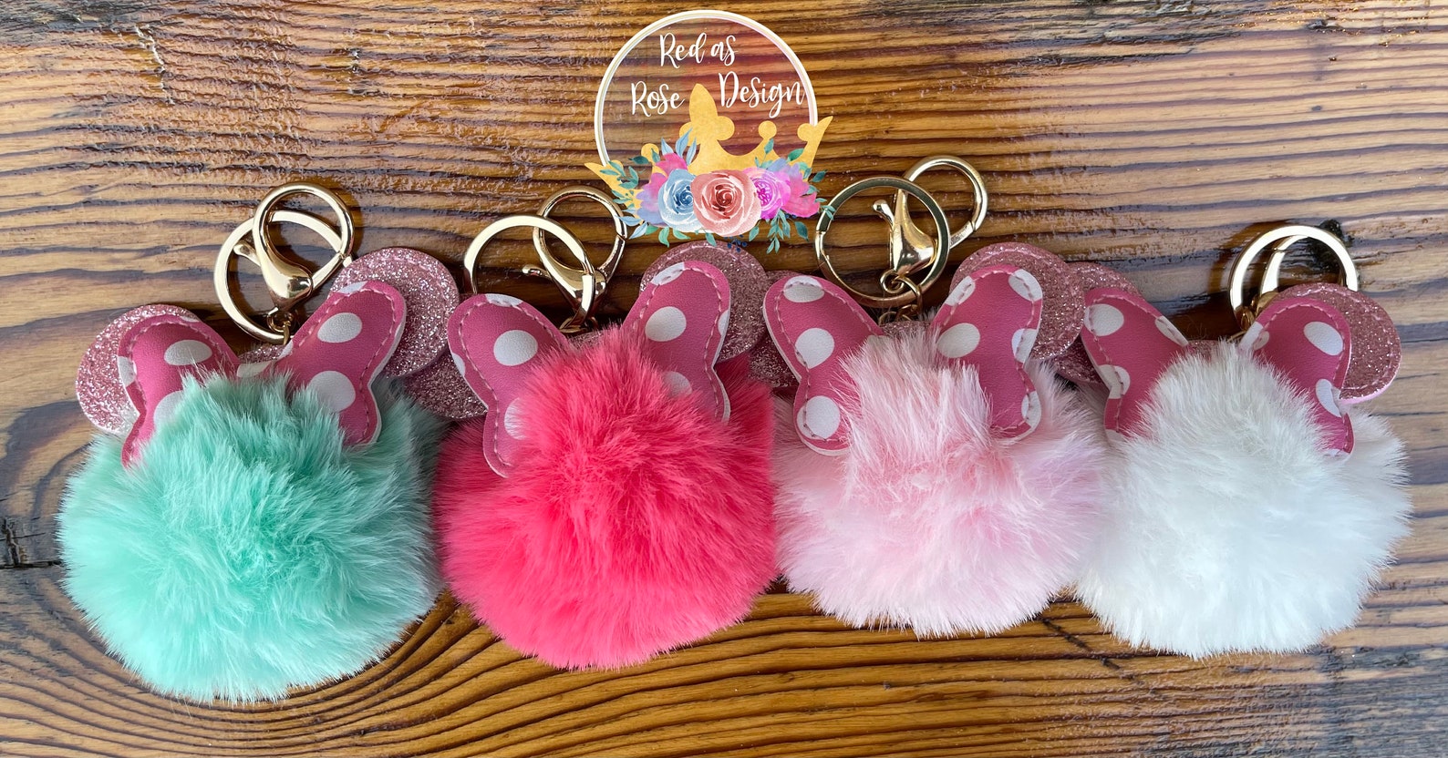 Minnie Mouse Keychain/Pom Pom Bag Charm/Bag Charm/Pom Pom Etsy