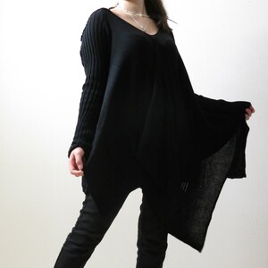 Black asymmetrical sweater dress, gothic clothes . Futuristic Clothing  , Extravagant Dress, asymmetric tunic. oversized .Viking dress .