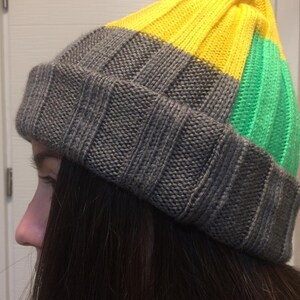 Hand knitted hat ,Slouchy Hat,beanie,Color blocked product from the best quality wool