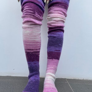 NEW COLOR Thigh High Socks , plus size pink thigh high socks ,Thigh High Stockings ,Leg warmers .Over the knee socks ,mismatched wool socks