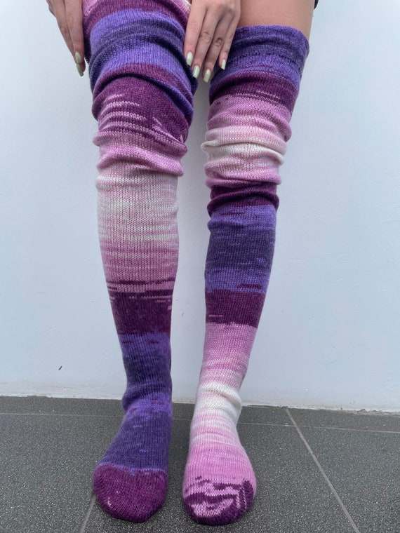NEW COLOR Thigh High Socks Plus Size Pink Thigh High Socks thigh High Stockings leg Warmers .over the Knee Socks mismatched Wool Socks Etsy UK