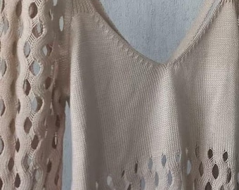 summer knitted mesh beach crop top backless