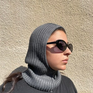gray balaclava hood  Knit Winter Hats for Women,
