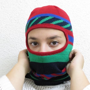 balaclava. ski mask ,face mask, winter helmet hat ,colorful knit balaclava ,neck warmer, full face mask, warm beanie, knitwear, stripy hat