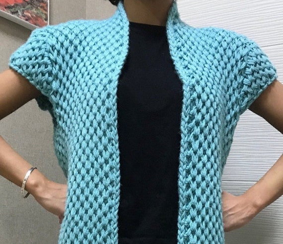 light blue chunky cardigan