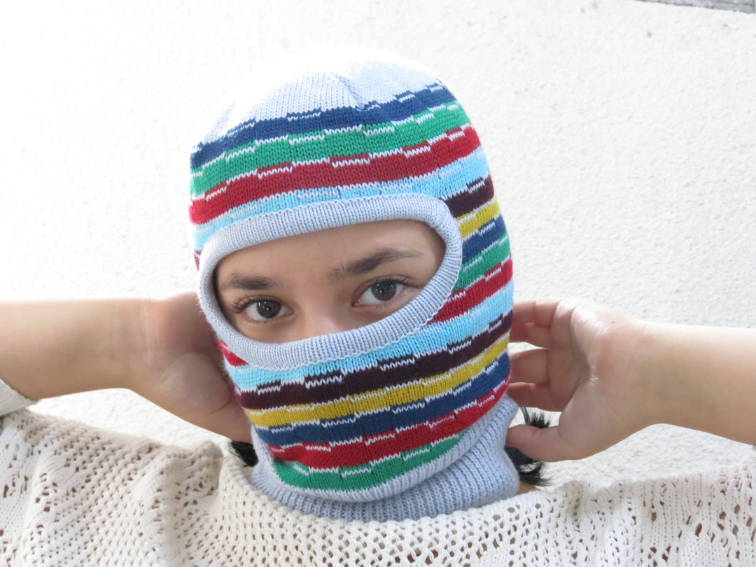 Hat With Mask Balaclava. Ski Mask ,face Mask, Winter Helmet Hat ,colorful Knit ...