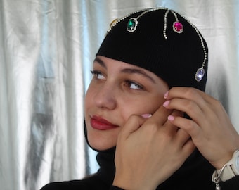 Crystal Rave Balaclava, Beaded Knit Mask