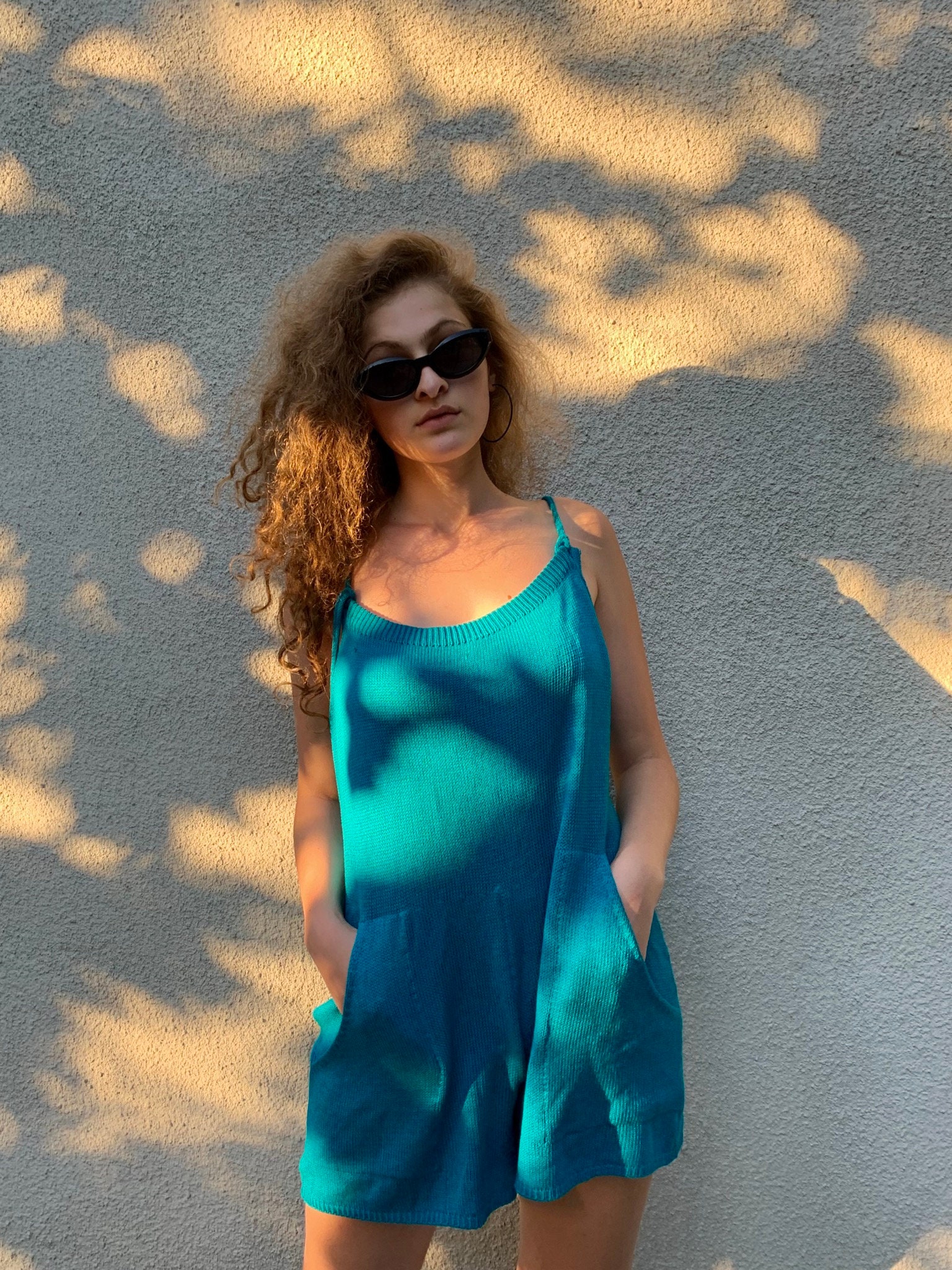 Baumwoll Jumpsuit kurz .gestrickt blau Sommer Jumpsuit Damen Etsy.de