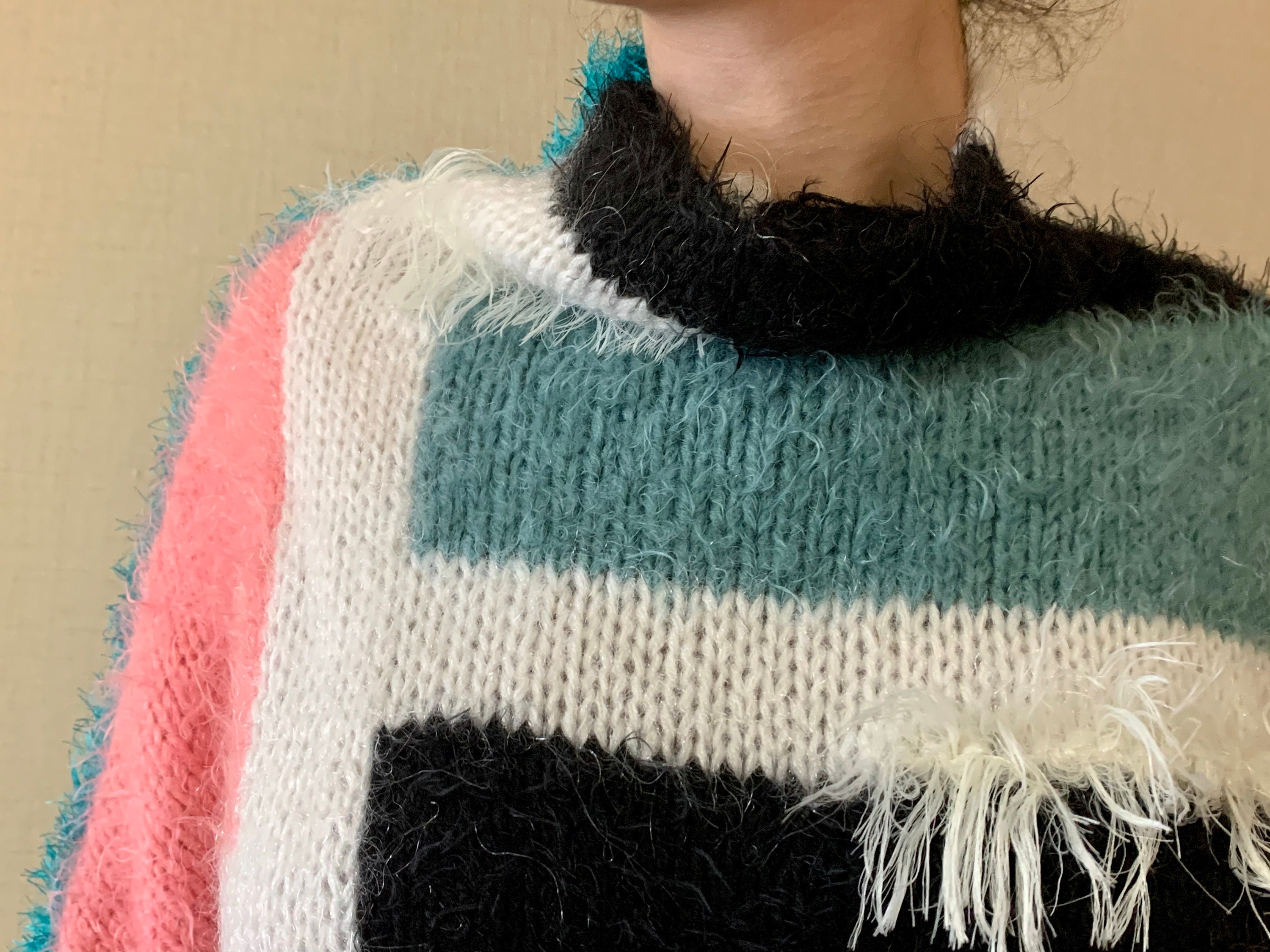 Hand knit ugly holiday sweater. colorblock .jumper .coogi Etsy
