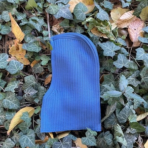 blue knitted balaclava full face mask hood for women