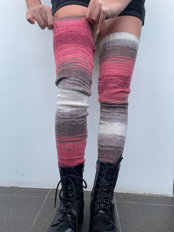 Thigh High Socks ,Thigh High Stockings ,fuzzy  socks ,Leg warmers .Over the knee socks mismatched wool socks,  thick thighs tie dye socks