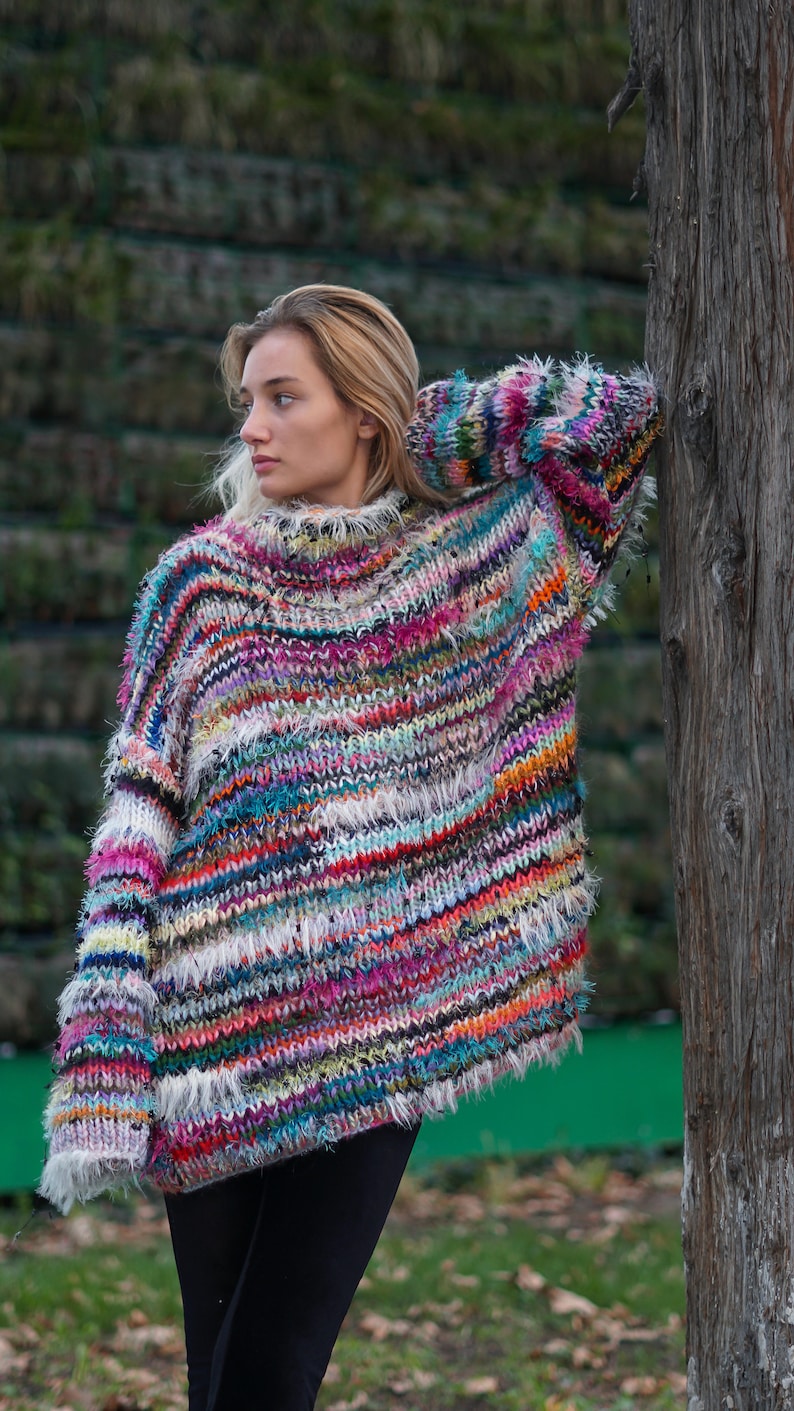 Hand Knitted Sweater Jacket Hand Knitted Production From Etsy