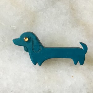 Small Wooden Dachshund Brooch