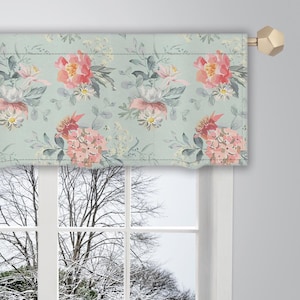Zart Pfirsich Volant Aquarell Blumenmuster Volant/ Volants für Fenster / French volance/ Fenster drapiert Vorhang UL363