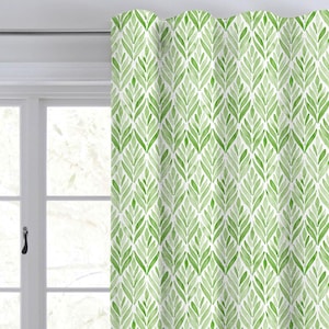 Grüner Back Tab Vorhang Aquarell Blattdruck Muster Luxus Vorhang / Back Tab Style Vorhang / Einzel oder 2er-Set / Benutzerdefinierte Größe CU336B