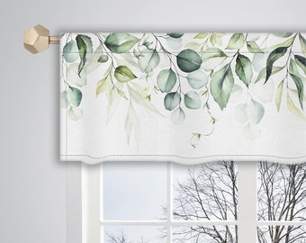 Tende A Pacchetto Con Fantasia Foglie Di Eucalipto Ad Acquerello, 2 Pannelli 106x160 Cm, Per Camera Da Letto E Soggiorno