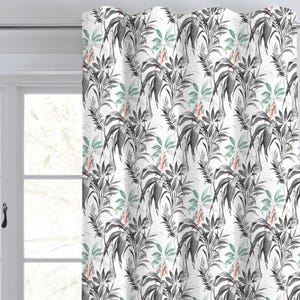 Grün weißer Back Tab Vorhang Aquarell Blattdruckmuster Luxus Vorhang / Back Tab Style Vorhang / Einzel oder Set von 2 / Benutzerdefinierte Größe CU320B