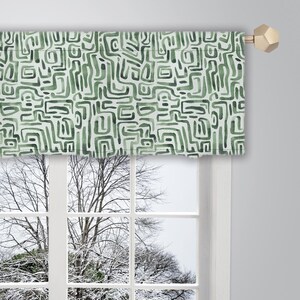 Valance verde acuarela pincelada abstracta patrón geométrico Valance / Valances para ventanas / Valance francés / Cortina de cortinas de ventana VL392