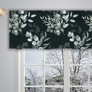 Soft Green Black Valance Watercolour Geometric Pattern Valance/ Valances for windows / French Valance/ Window Drapes Curtain VL356