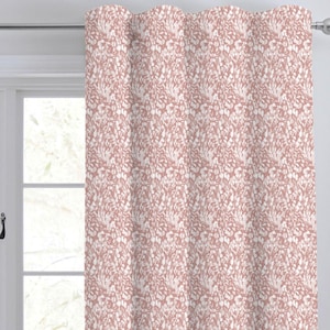 Coral Peach Back Tab Curtain Watercolour Floral print Luxury Curtain/ Back Tab Style Curtain/ Single or Set of 2/ Custom sizing CU322B