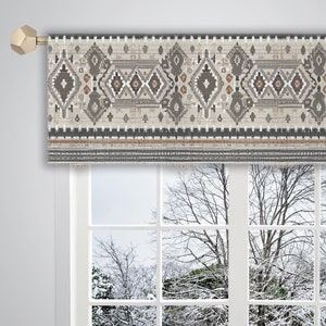 Beige Cream Brown Aztec Carpet Print Geometric Pattern Valance/ Valances for windows / French Valance/ Window Drapes Curtain VL418