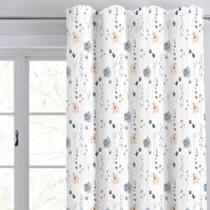 Grey Peach white Back Tab Curtain Watercolour Floral Print Luxury Curtain/ Back Tab Style Curtain/ Single or Set of 2/ Custom sizing CU340B