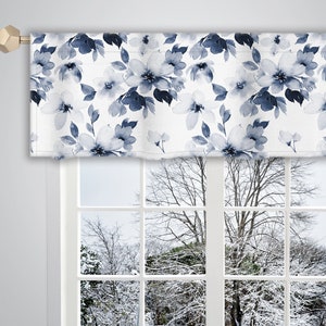 Cortina personalizada com padrão floral aquarela azul e branco/ Cortinas para janelas/ Cortina francesa/ Cortina para tratamento de janelas VL327