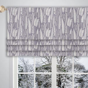 Mauve white Faux Roman Valance Botanical Leaf Pattern Canvas Fabric/Faux Roman Valance/ Window Valance Window Treatment Curtain VL347D