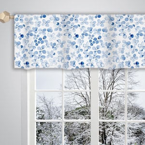 Blue white Valance Watercolour Abstract floral Pattern Valance/ Valances for windows / French Valance/ Window Drapes Curtain VL337