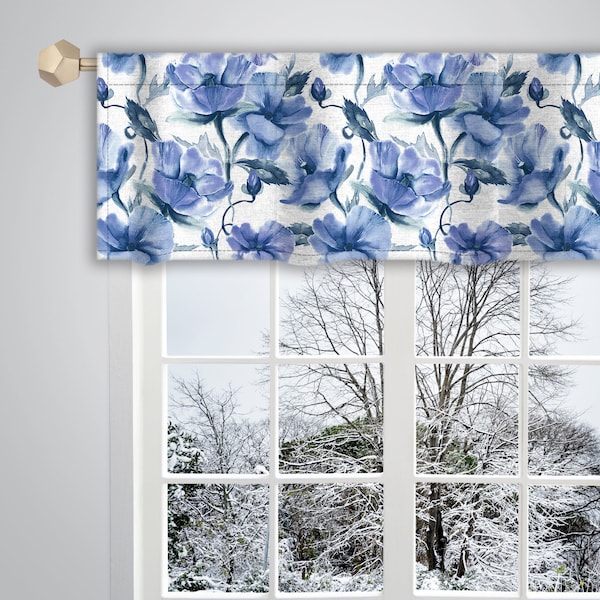 Blue Floral Valance Etsy