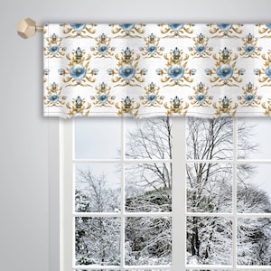 Tecido de lona com estampa floral aquarela branca e azul/ Cortina personalizada/ Cortina de janela/ Cortina francesa/ Cortina de tratamento de janela VL037