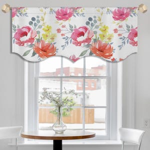 Roze witte mantel volant aquarel bloemmotief canvas stof/mantel volant venster volant/openslaande deuren gordijn VL020C