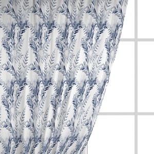 Blue white Rod pocket curtain Watercolour Hydrangea print Luxury Curtain/ Rod Pocket Style Curtain/ Single or Set of 2 Custom sizing CU332A