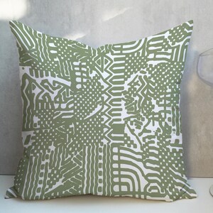 Green and white pillow cover abstract geometric pattern throw pillow cover, Green geometric print accent pillow set of 2 CC416